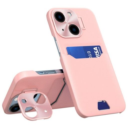 Tagakaaned iLike Apple iPhone 14 Leather Stand Case cover card wallet with stand Pink