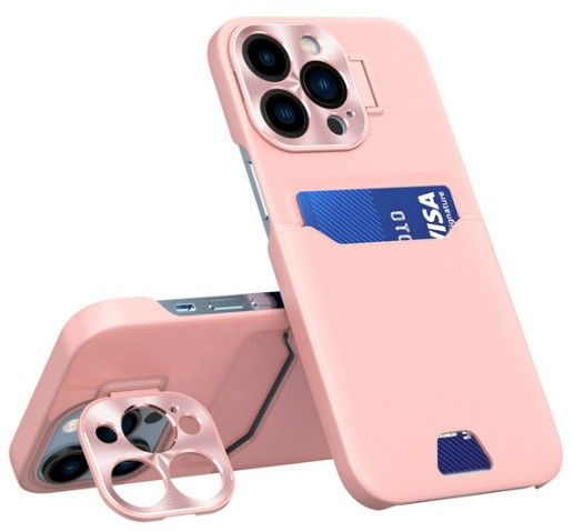 Tagakaaned iLike Apple iPhone 14 Pro Leather Stand Case Card Wallet Cover with Stand Pink