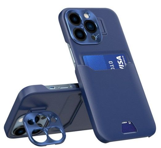 Tagakaaned iLike Apple iPhone 14 Pro Leather Stand Case card wallet with stand Blue