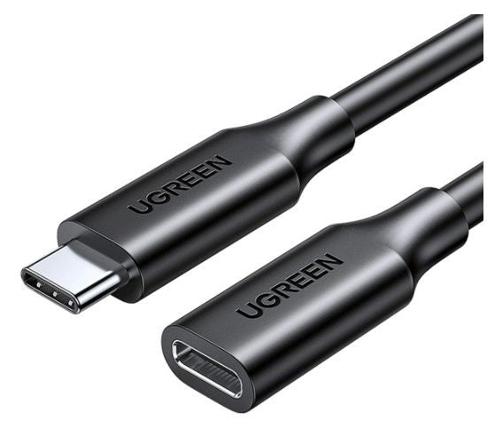 Переходник Ugreen  cable extension adapter USB C (male) - USB C (female) 100W 10Gb/s 1m Black
