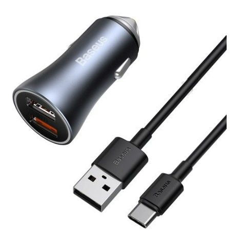 Autolaadijad Baseus  Contactor Pro fast car charger 2x USB 40 W Quick Charge SCP FCP AFC + USB cable - USB Type C Grey
