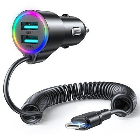 Autolaadijad Joyroom  3-in-1 fast car charger with USB-C cable 1.5m 17W Black