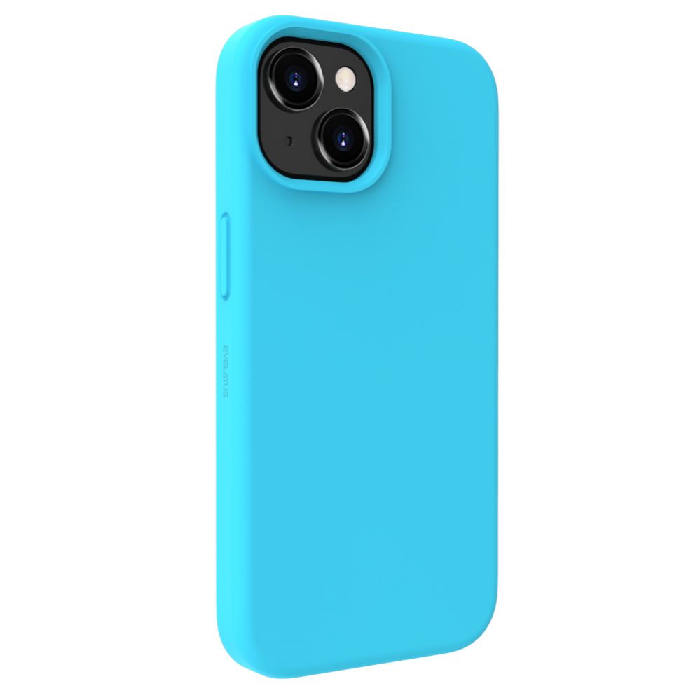 Back panel cover Evelatus Apple iPhone 15 Premium Magsafe Soft Touch Silicone Case Cyan Blue