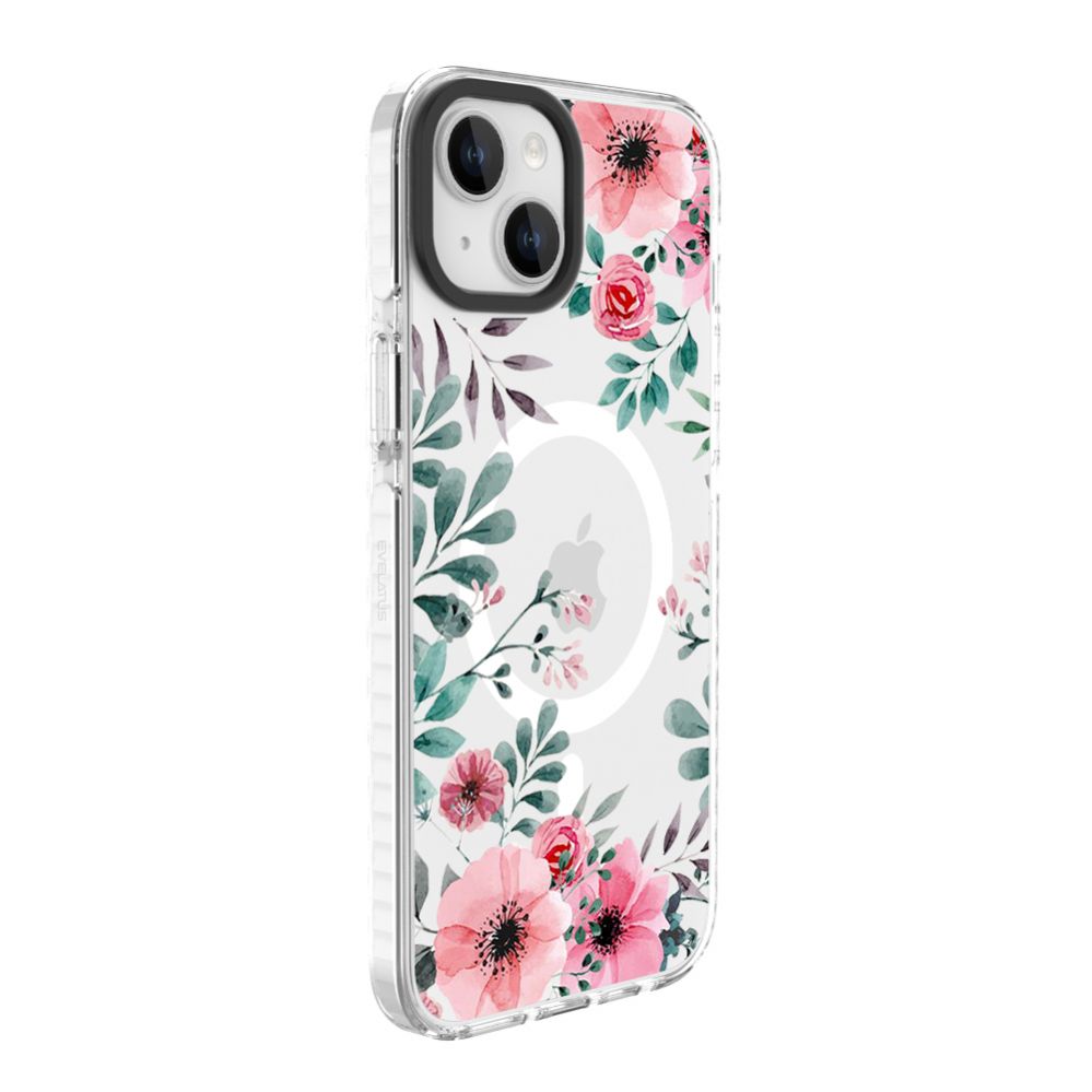 Чехол на заднюю панель Evelatus Apple iPhone 15 PC+TPU With MagSafe Customized Print Flower Transparent
