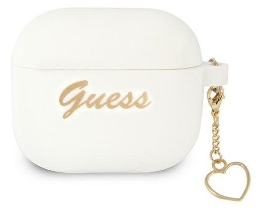 Чехол на заднюю панель Guess Apple AirPods 3 cover Silicone Charm Heart Collection White