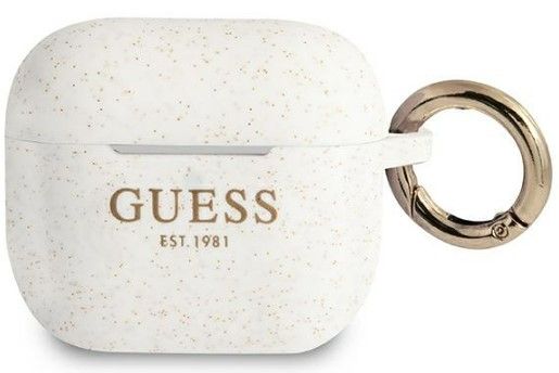 Korpus kõrvaklappidele Guess Apple AirPods 3 cover Silicone Glitter White