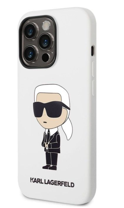 Чехол на заднюю панель Karl Lagerfeld Apple iPhone 14 Pro Liquid Silicone Ikonik NFT Case White