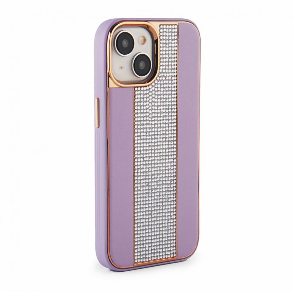 Tagakaaned iLike Apple iPhone 15 Diamonds and Leather Case Pink Sand