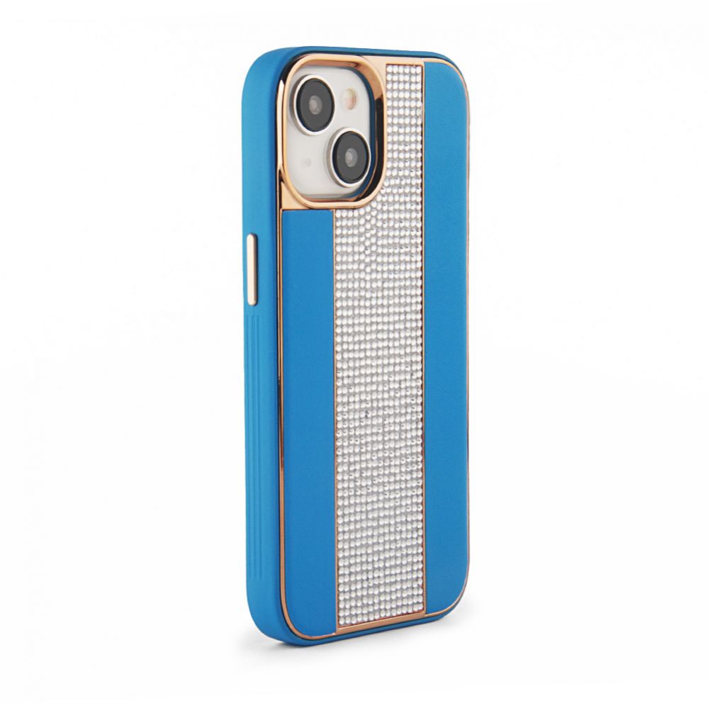 Tagakaaned iLike Apple iPhone 15 Diamonds and Leather Case Blue