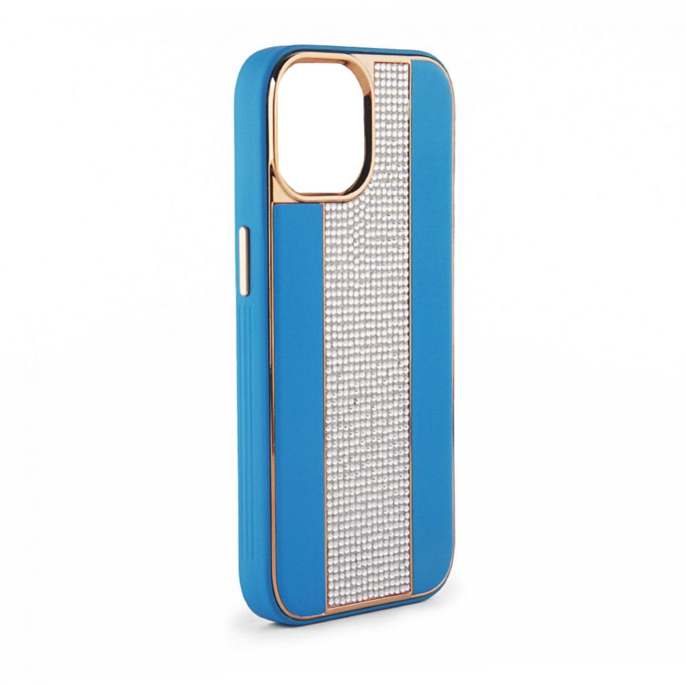 Tagakaaned iLike Apple iPhone 15 Pro Max Diamonds and Leather Case Blue