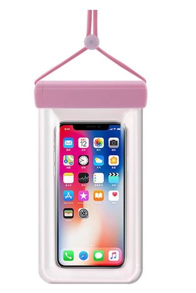 Universaal spordiümbris iLike Universal Waterproof phone case 115 mm x 220 mm pool beach bag light Pink