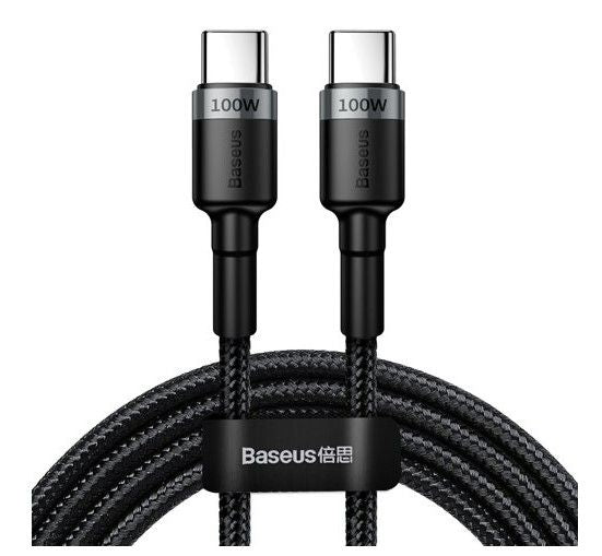Kaabel Baseus  Cafule nylon cable USB Type C Power Delivery 2.0 100W 20V 5A 2m gray (CATKLF-ALG1) Black