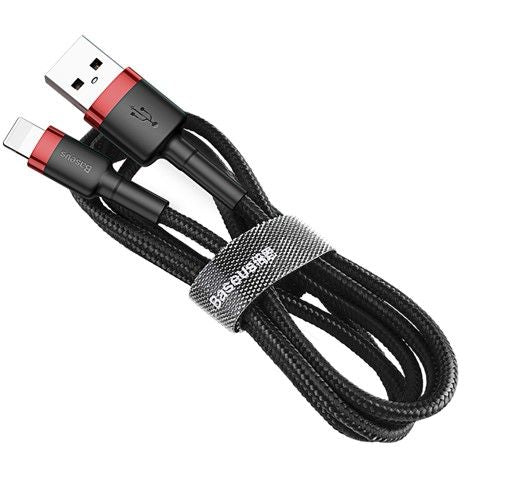 Kaabel Baseus  Cafule Cable durable nylon cable USB / Lightning QC3.0 1.5A 2M black-red (CALKLF-C19) Black