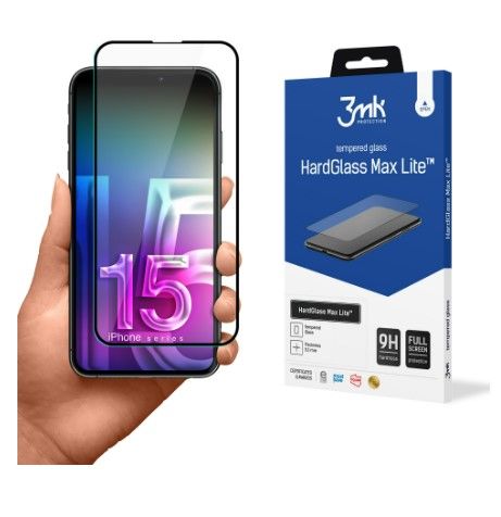 Kaitseklaasid 3MK Apple iPhone 15 Plus HardGlass Max Lite Black