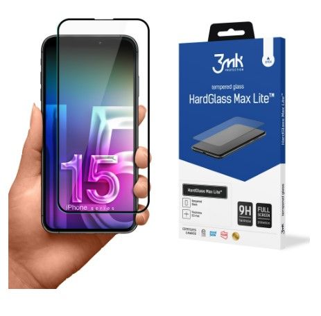 Защитное стекло 3MK Apple iPhone 15 Pro Max HardGlass Max Lite Black