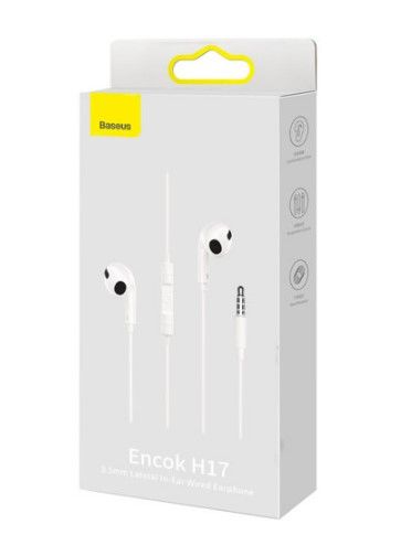 Wired headphones Baseus Encok H17 3.5mm minijack wired headphones White