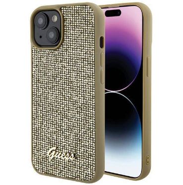 Tagakaaned Guess Apple iPhone 15 HC PU DISCO SCRIPT METAL Gold