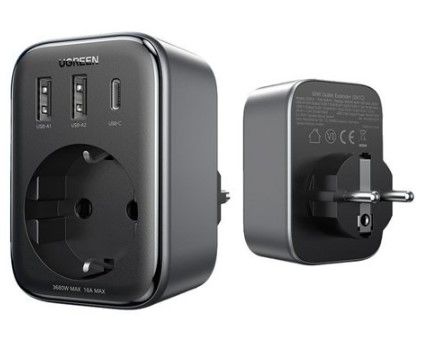 Adaptrid Ugreen  charger 30W (2xUSB/USB C/AC) / adapter EU - EU 13A Ugreen CD314 Black