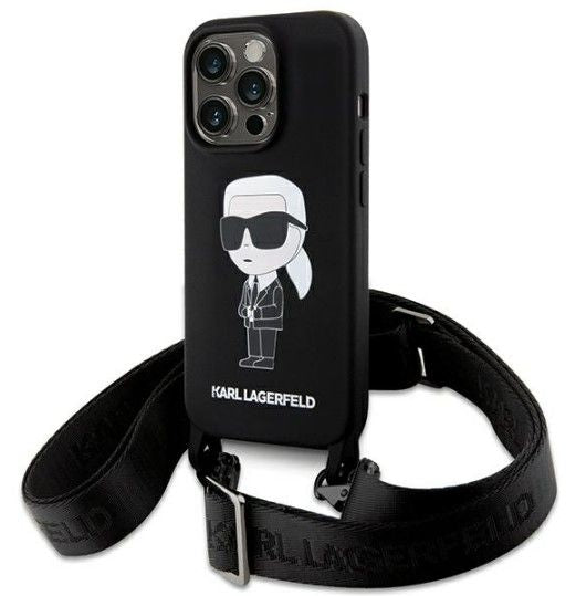 Tagakaaned Karl Lagerfeld Apple iPhone 15 Pro Max 6.7 hardcase Crossbody Silicone Ikonik Black