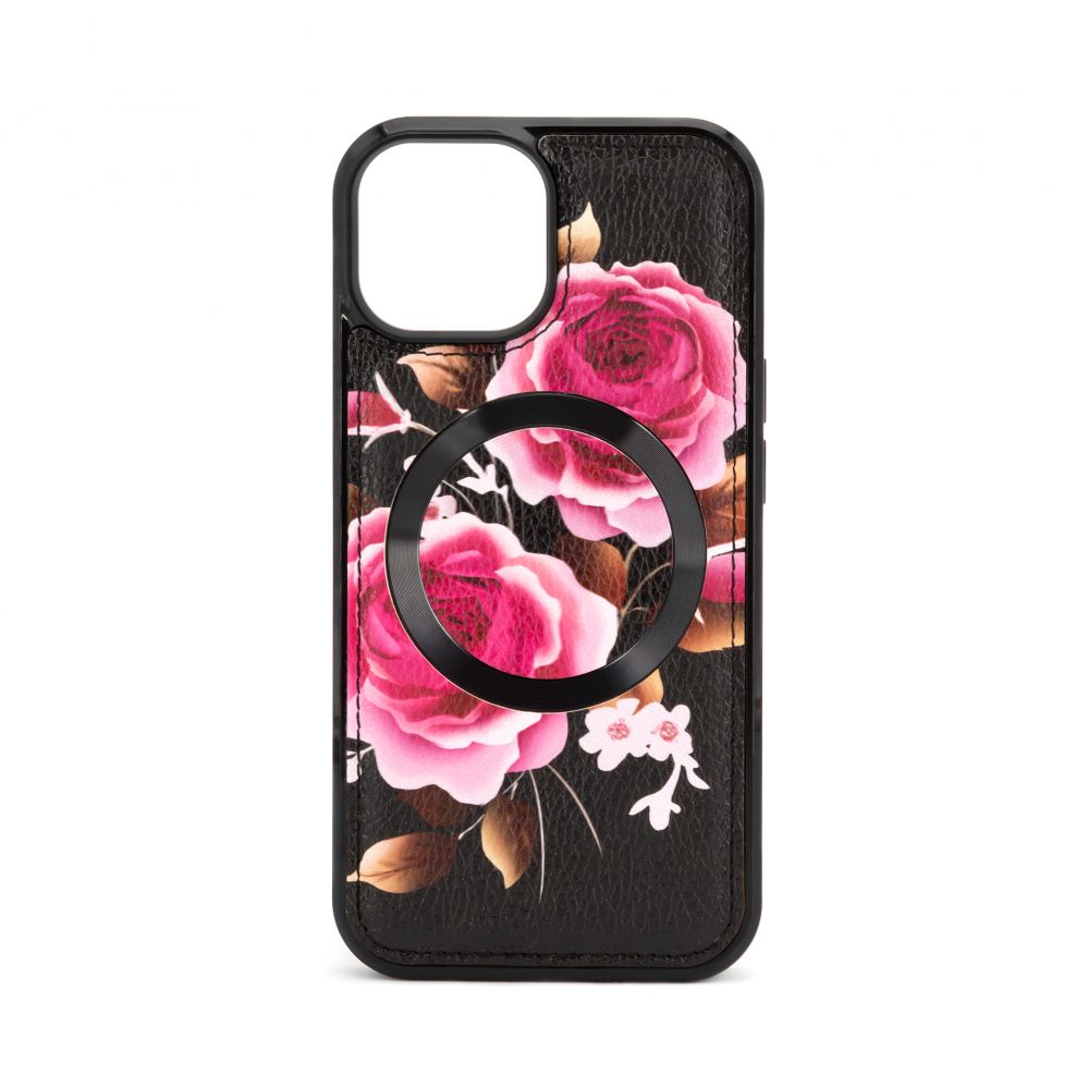 Чехол на заднюю панель Evelatus Apple iPhone 14 Leather Case Zipper Design Flower Black