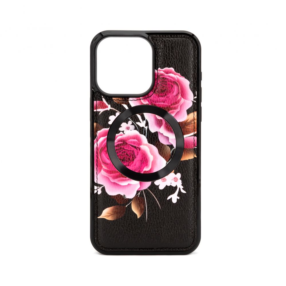 Tagakaaned Evelatus Apple iPhone 14 Pro Leather Case Zipper Design Flower Black