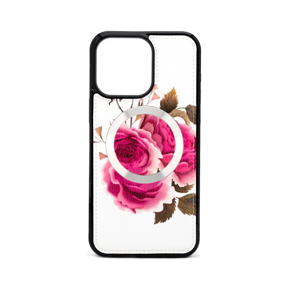 Back panel cover Evelatus Apple iPhone 14 Pro Max Leather Case Zipper Design Flower White