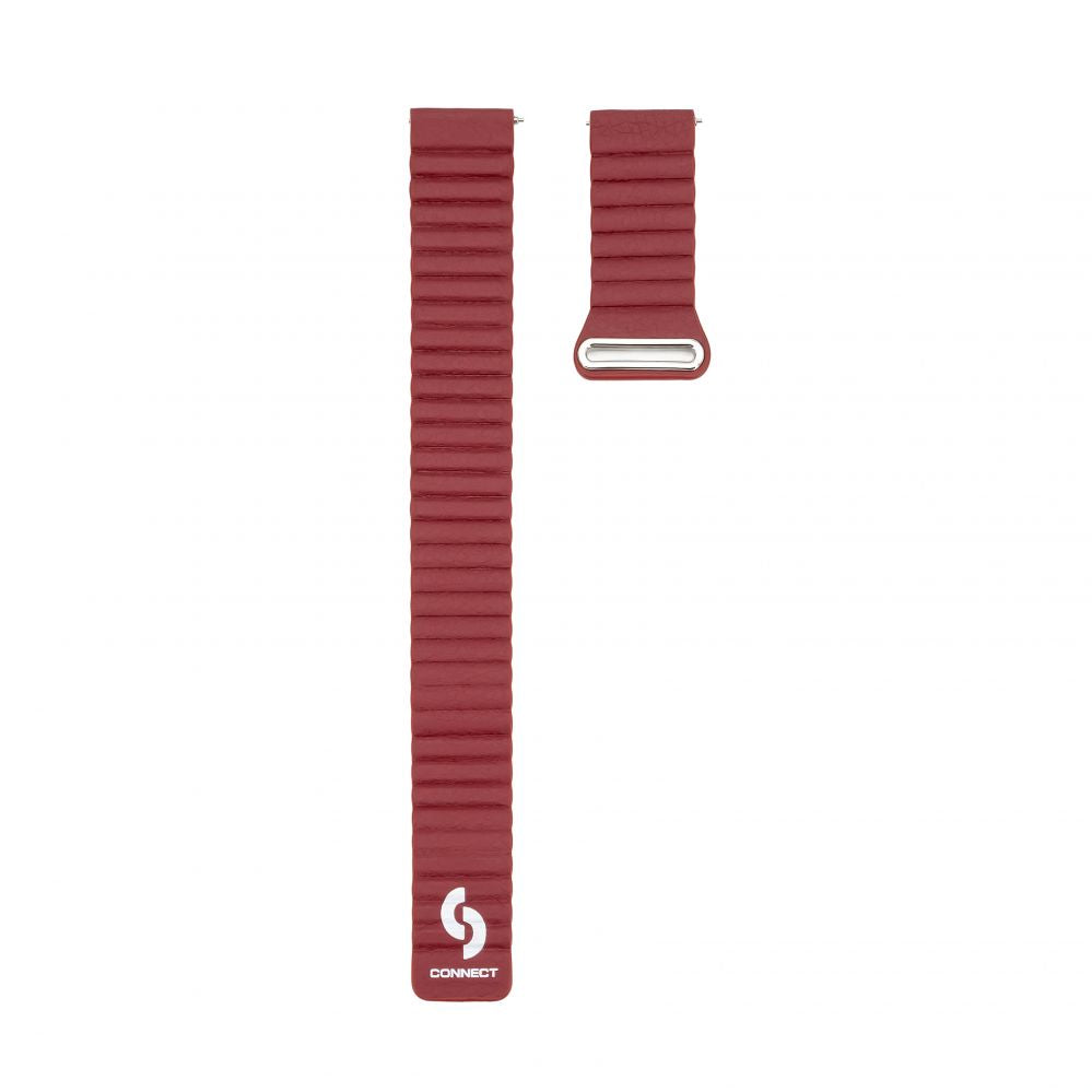 Ремешок Connect  20mm Flat head Leather - Silicone Loop Magnetic Watch Strap (130mm M/L) Wine Red