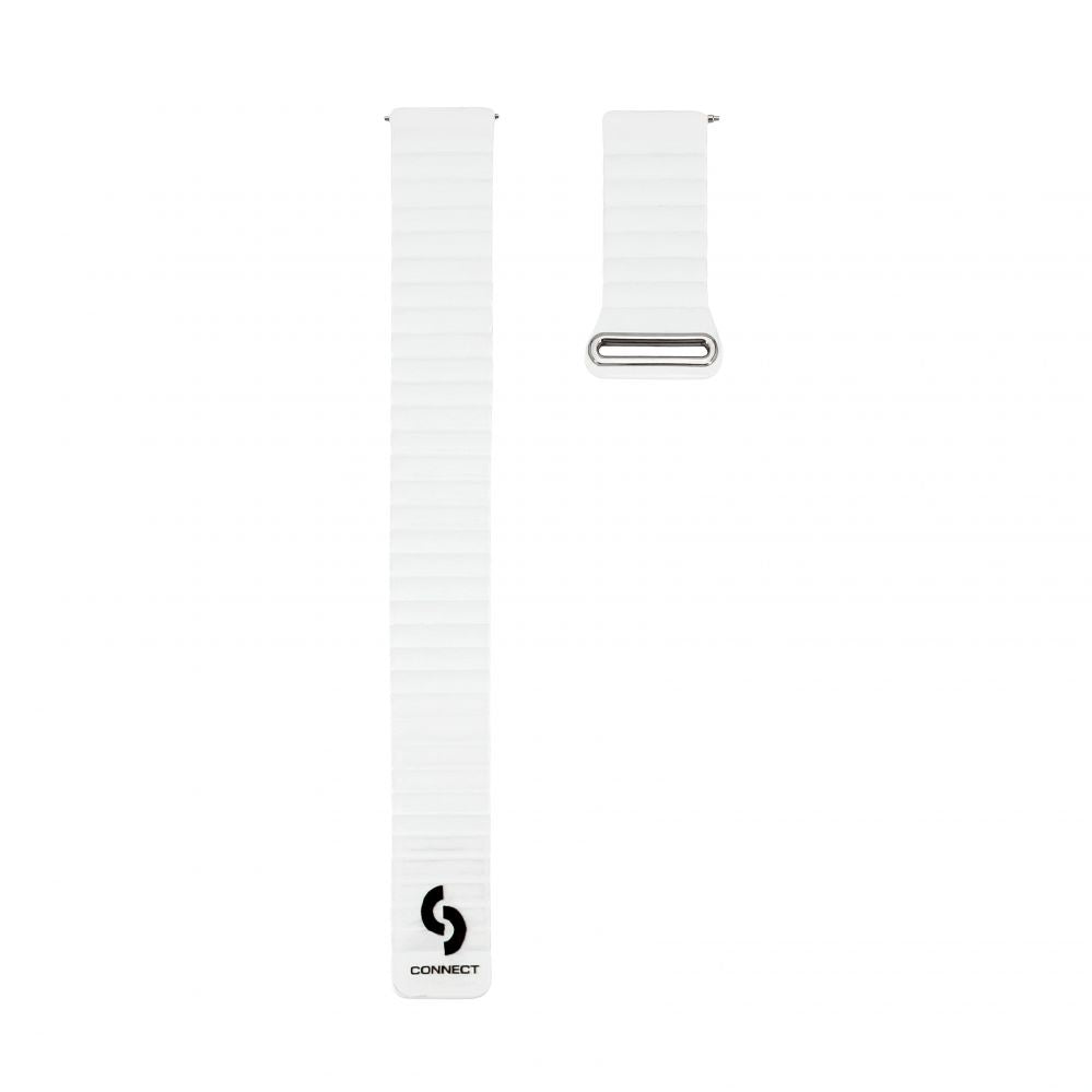 Strap Connect  22mm Flat head Leather - Silicone Loop Magnetic Watch Strap (130mm M/L) White