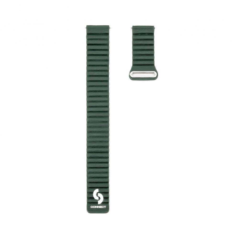 Rihm Connect  22mm Flat head Leather - Silicone Loop Magnetic Watch Strap (130mm M/L) Forest Green