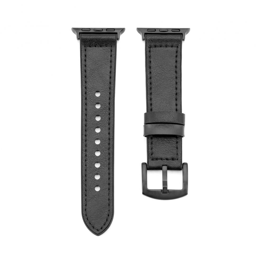 Rihm Connect  Watch 38/40/41mm Silicone patch Leather Watch Strap (132mm M/L) Black