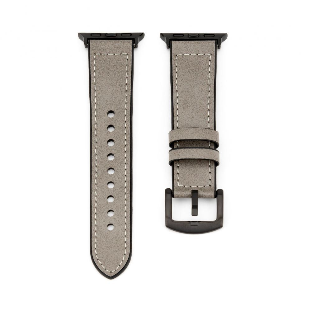 Rihm Connect  Watch 38/40/41mm Silicone patch Leather Watch Strap (132mm M/L) Silver