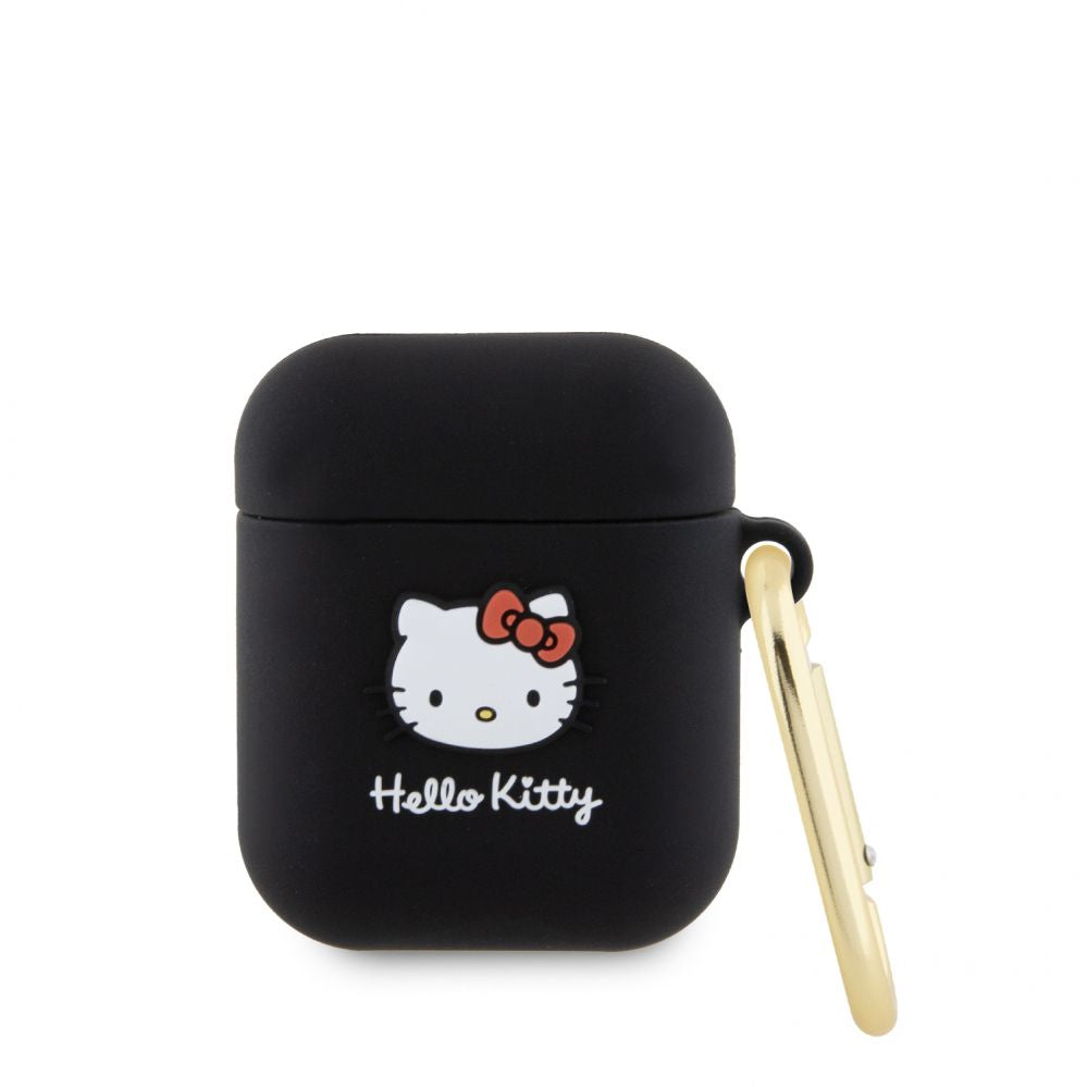 Korpus kõrvaklappidele Hello Kitty Apple Airpods 1/2 cover czarny Silicone 3D Kitty Head Black