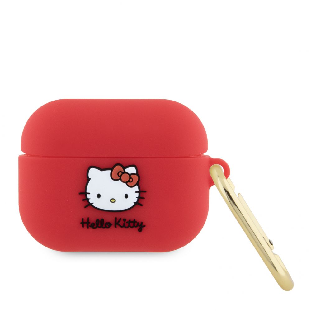 Чехол для наушников Hello Kitty Apple Airpods Pro cover Silicone 3D Kitty Head Red