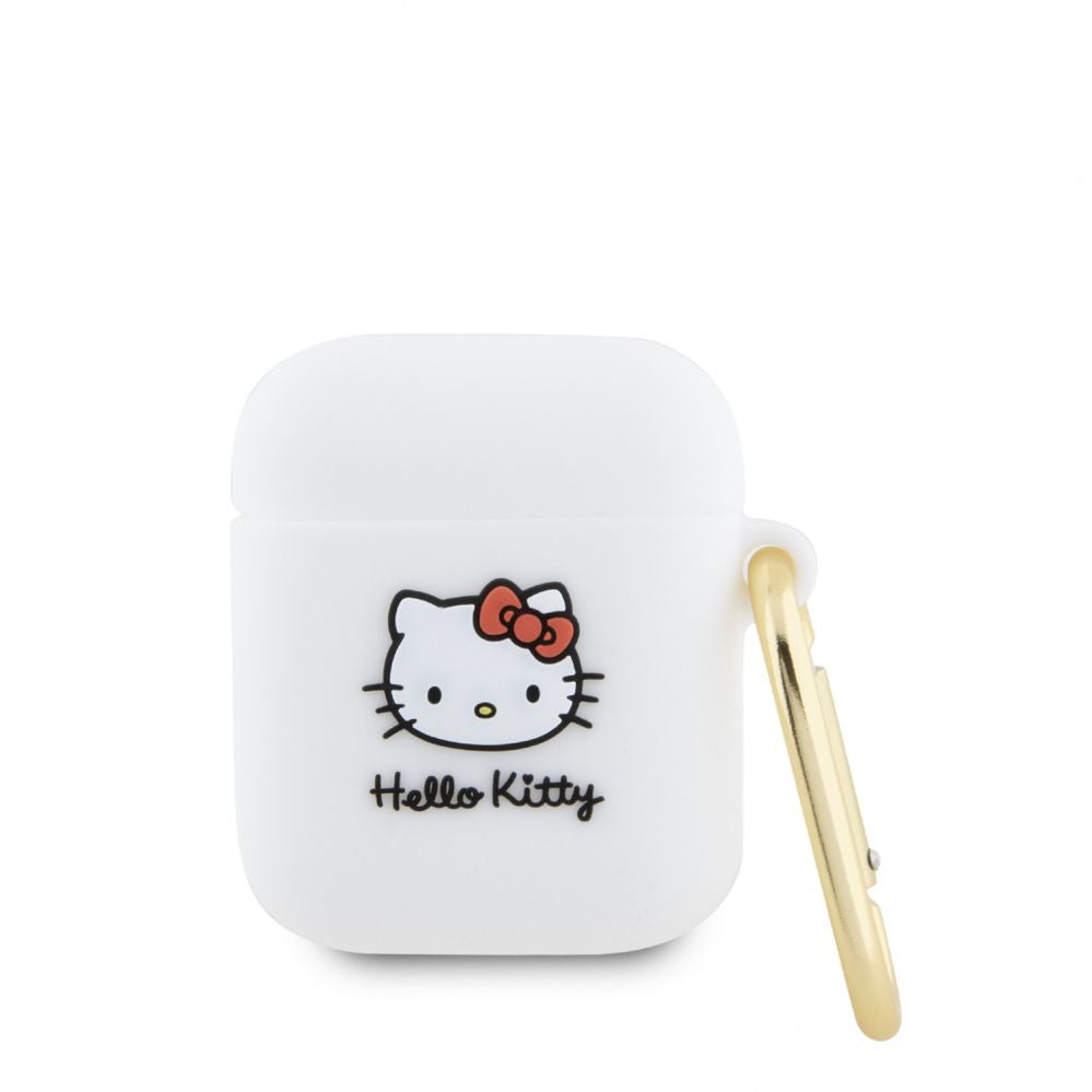 Чехол для наушников Hello Kitty Apple Airpods 1/2 cover Silicone 3D Kitty Head White