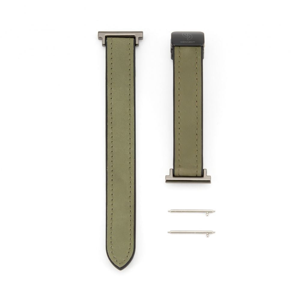 Strap Connect  22mm Silicone Leather Watch Strap with Magnetic Forest Green