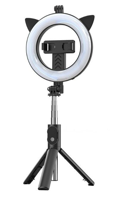 Selfie stick iLike Universal SELFIE HANDLE TRIPOD AND RING LIGHT BLUETOOTH Black