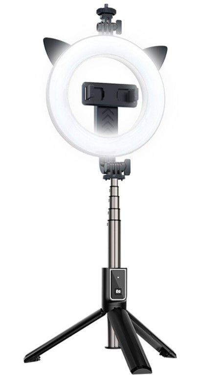 Селфи палка iLike  SELFIE HANDLE TRIPOD AND RING LIGH BLUETOOTH Black