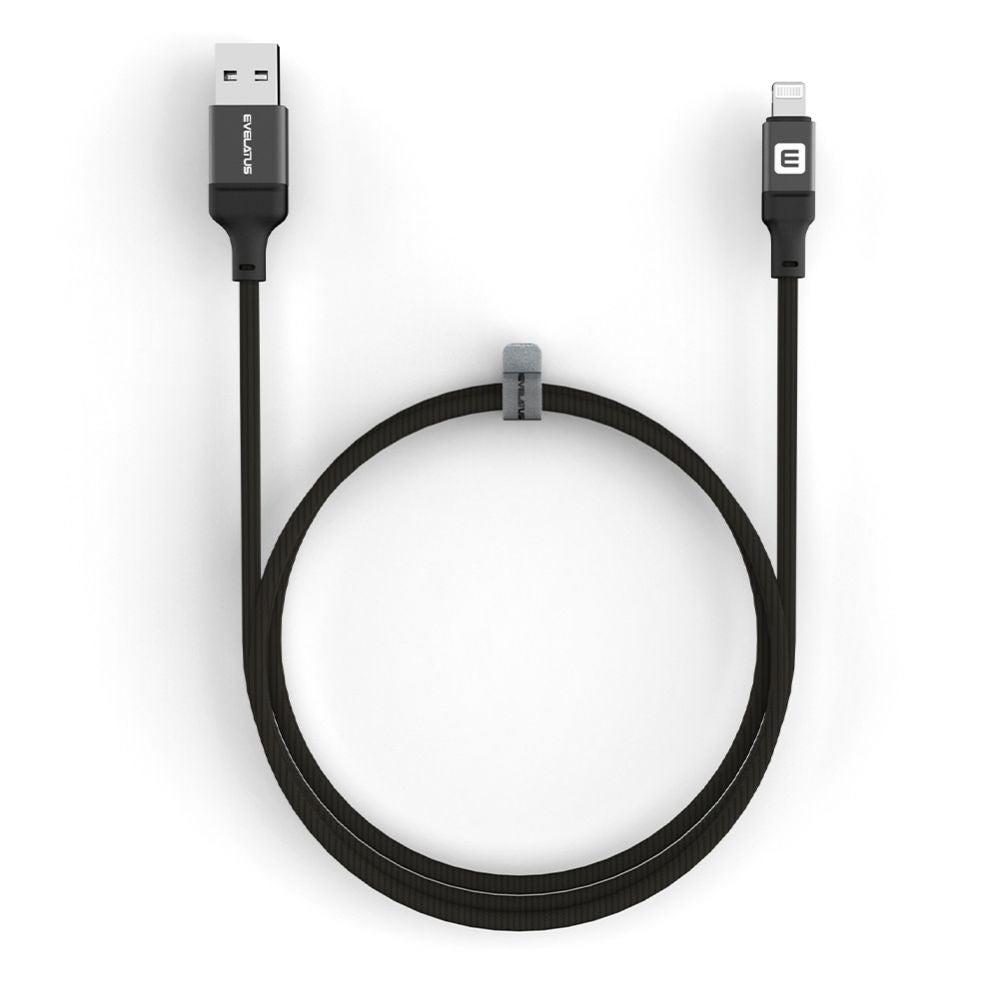 Cable Evelatus  USB A to  Lightning, Cable 1.2M (MFI11CL) Aluminum housing braiding Black