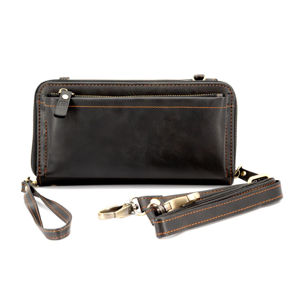 Чехол универсальный карман Evelatus Universal Leather Zipper Design Wallet Black
