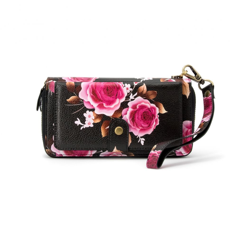 Universaal mobiiltasku Evelatus Universal Wallet Zipper Design Flower Black
