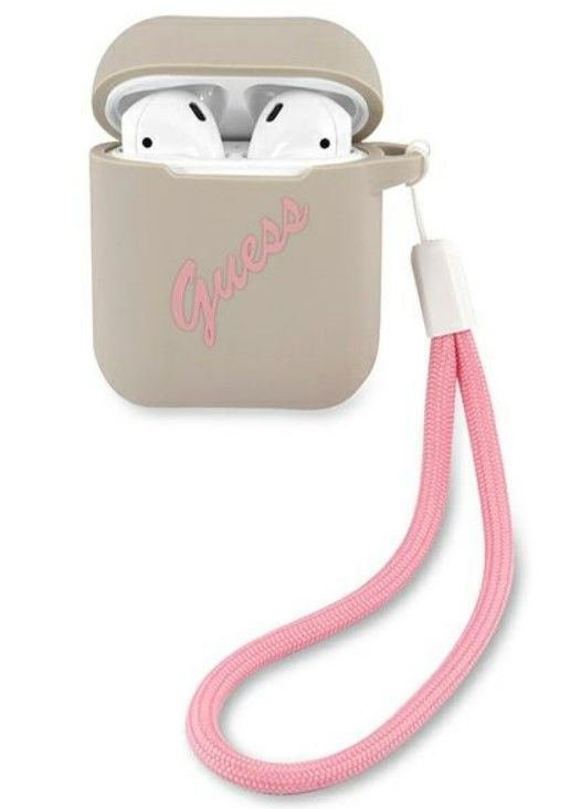 Korpus kõrvaklappidele Guess Apple AirPods 1/2 cover Silicone Vintage case Grey