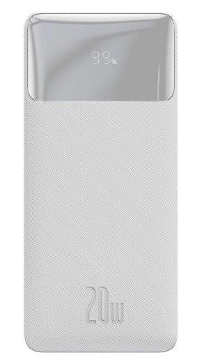 Väline aku Baseus  Bipow fast charging power bank 10000mAh 20W white (Overseas Edition) + USB-A - Micro USB cable 0.25m White