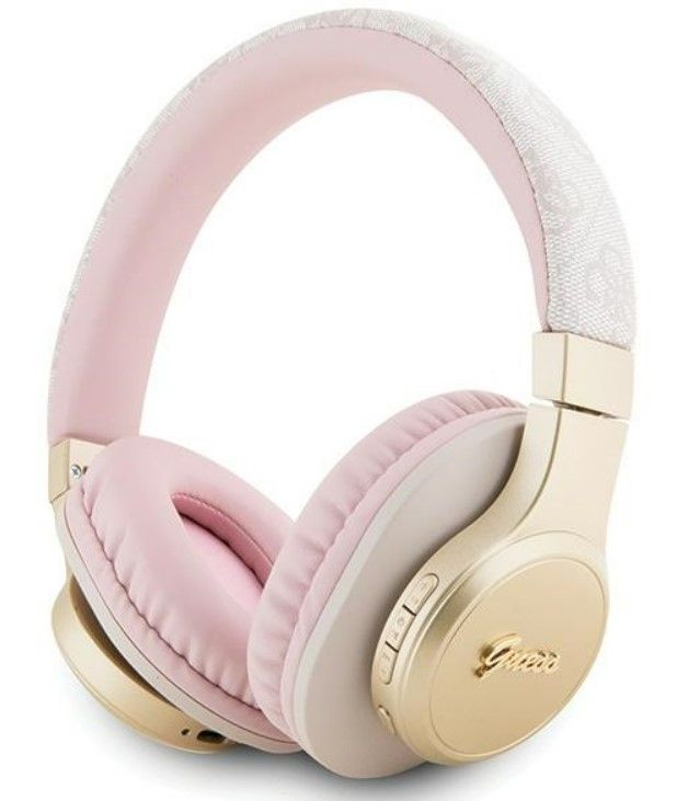 Беспроводные наушники Guess  PU Leather 4G Script Logo BT5.3 Stereo Headphone Pink