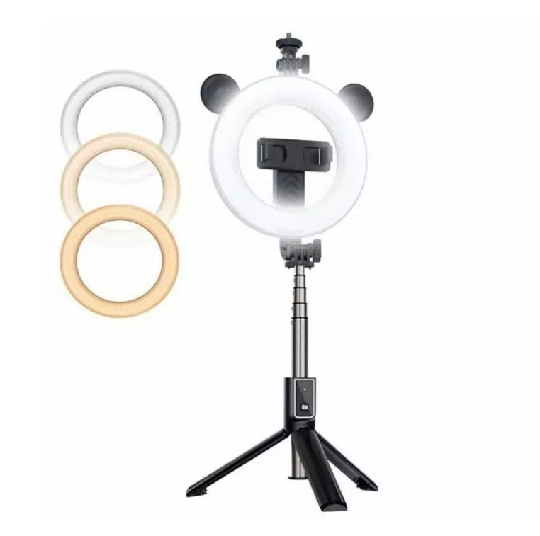 Selfie stick CP  X4 LED 16cm Rechargeable Selfie Lamp with BT Remote & Handle + Floor Stand 20-90cm + Phone Holder