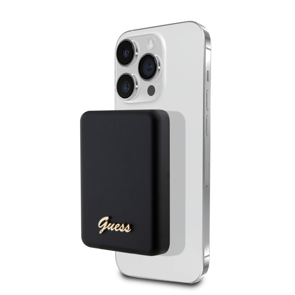 Power bank Guess  Power Bank 5000mAh 15W MagSafe And Regular Charge With Metal Ssript Logo Black