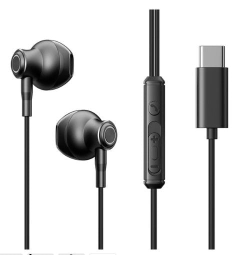 Проводные наушники Joyroom  TYPE-C Series JR-EC07 USB-C in-ear headphones metal Black