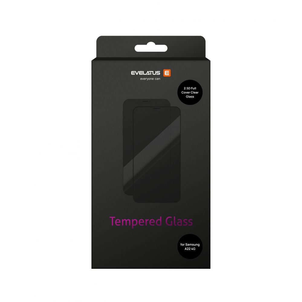 Protective glass Evelatus Samsung Galaxy A22 4G 2.5D Full Cover Japan Glue Glass Anti-Static