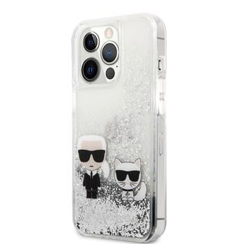Back panel cover Karl Lagerfeld Apple iPhone 13 Pro Liquid Glitter Choupette Case Silver