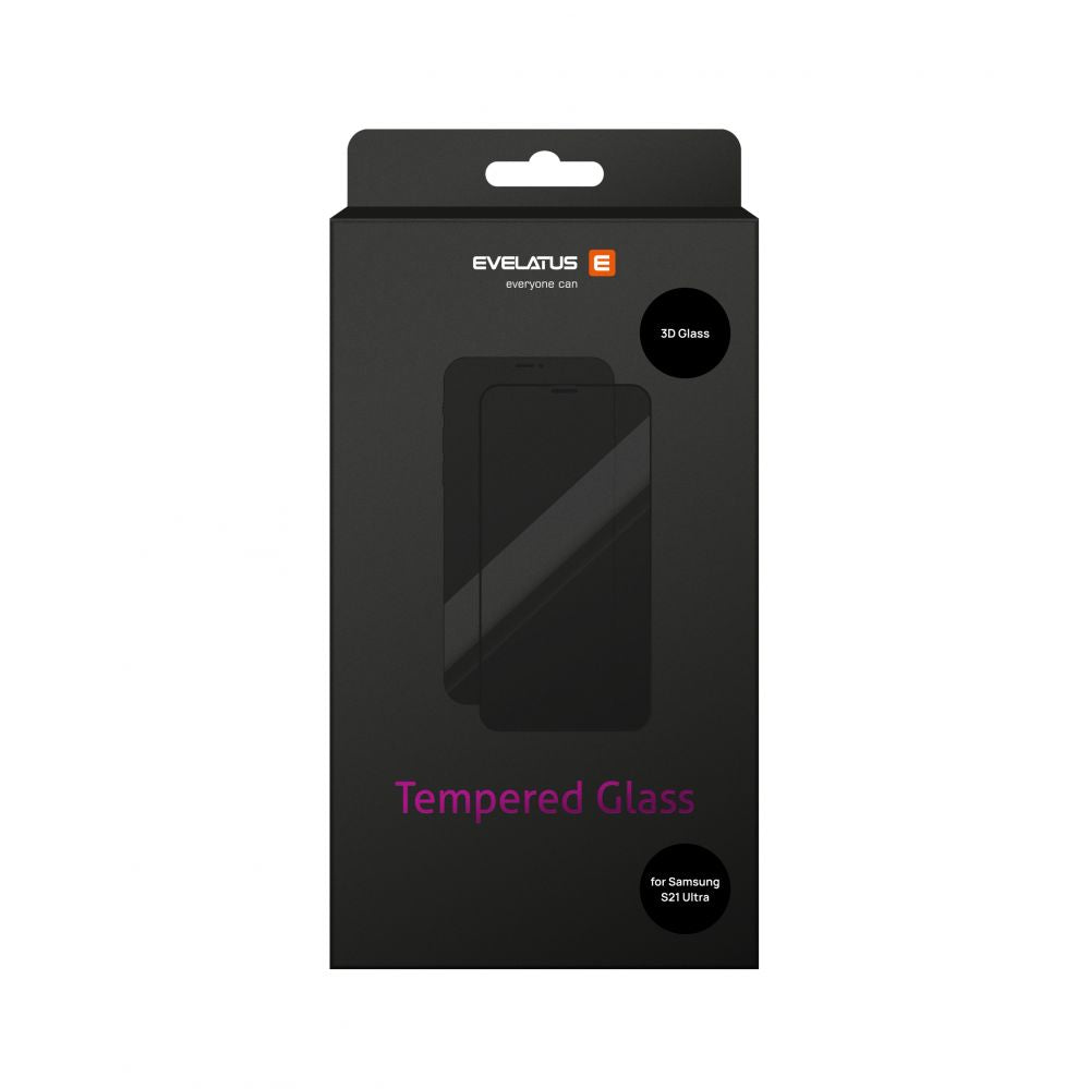 Protective glass Evelatus Samsung Samsung Galaxy S21 Ultra 2.5D Full Cover Japan Glue Glass Anti-Static