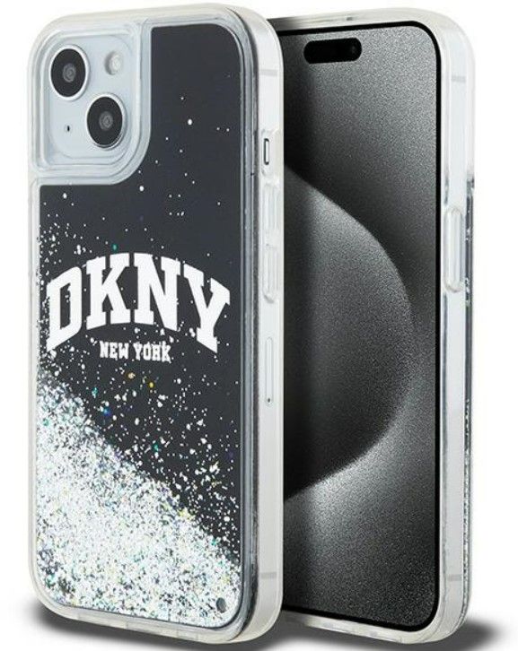 Чехол на заднюю панель DKNY Apple iPhone 15 hardcase Liquid Glitter Big Logo Black